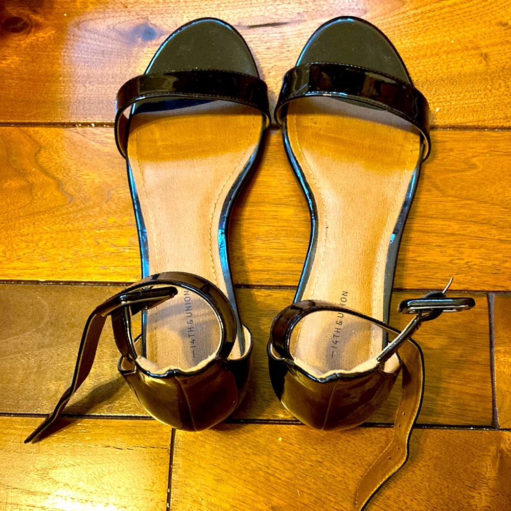 COPY - 14th & Union W 7.5 7 1/2 Black Slight Wedge Heel Sandals